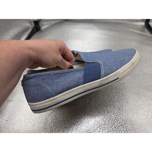 Lauren Ralph Lauren Jinny Canvas Slip-On Sneakers Denim Blue 9B Shoes - Picture 7 of 11